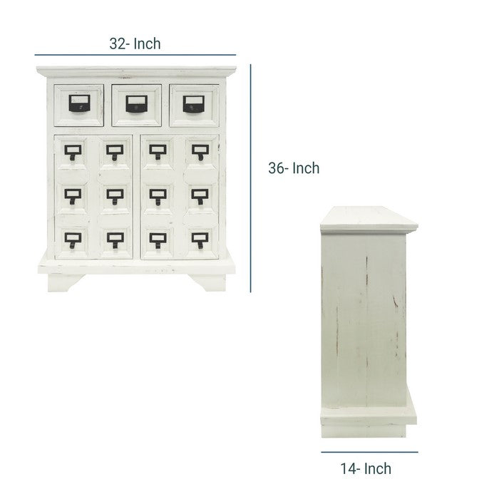 3 Drawer Cottage Style Wooden Cabinet with 2 Door Storage, Antique White and Black