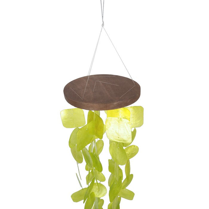 Aesthetically Designed Handmade Wind Chime with Capiz Shell Hangings, Green