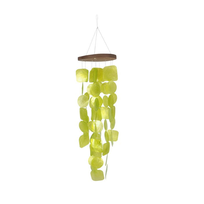 Aesthetically Designed Handmade Wind Chime with Capiz Shell Hangings, Green