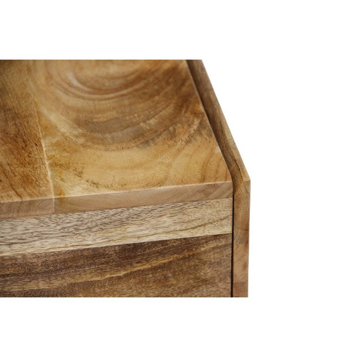 The Urban Port Functional Side Table with Sleek Metal Legs, Brown and Black