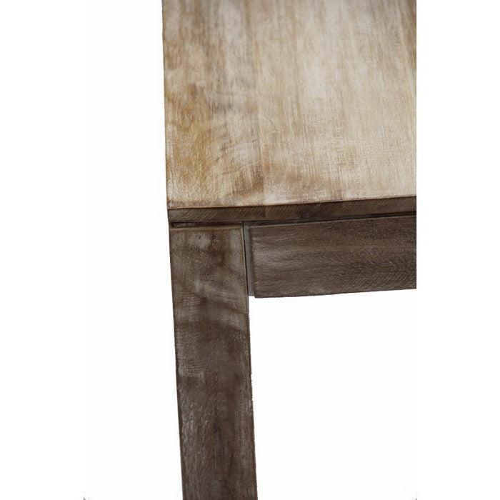 Distressed Mango Wood Outdoor and Indoor Bench with Block Leg Support, Brown