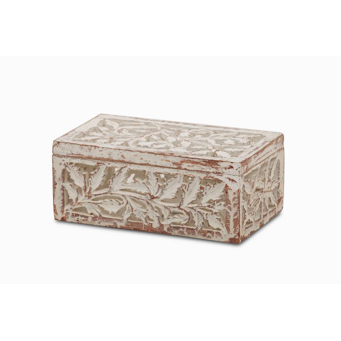 Antique Box With Leaves Carved