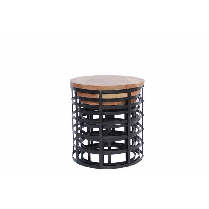 The Urban Port Round Top Nesting Coffee Tables, Black And Brown, Set Of 3
