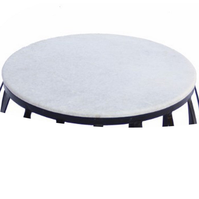 The Urban Port Concave Base Round Marble Top Side/ End Table, White
