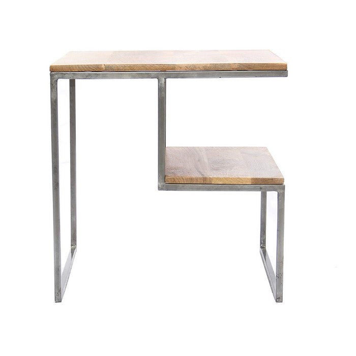 The Urban Port Contemporary Style 2 Tier End Table In Natural Finish