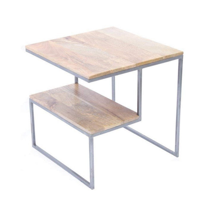 The Urban Port Contemporary Style 2 Tier End Table In Natural Finish