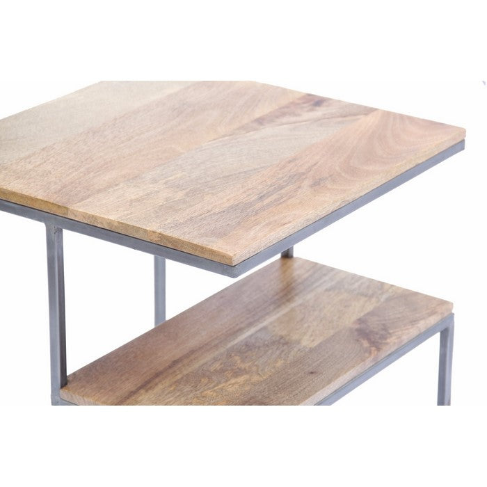 The Urban Port Contemporary Style 2 Tier End Table In Natural Finish