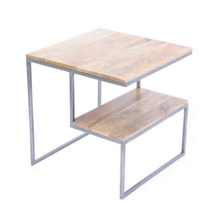 The Urban Port Contemporary Style 2 Tier End Table In Natural Finish