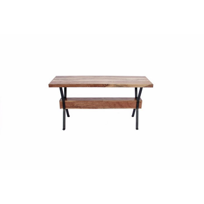 The Urban Port Wooden Top Console Sofa Entry Table, Brown & Black
