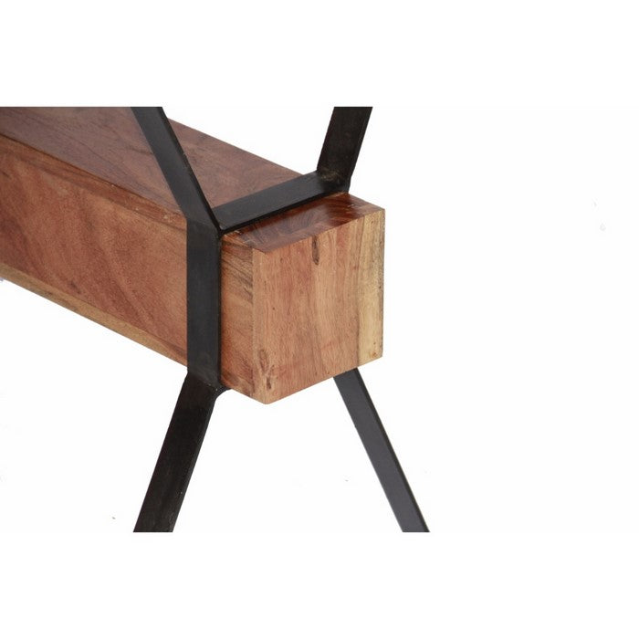 The Urban Port Wooden Top Console Sofa Entry Table, Brown & Black