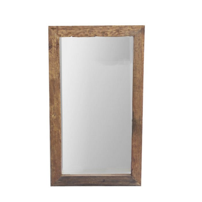The Urban Port Natural Wood Framed Rectangular Wall Mirror, Brown