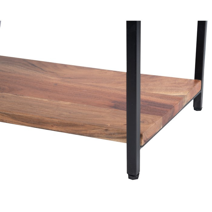 The Urban Port Industrial Design 4 Shelves Wood And Iron Bookshelf, Brown And Black