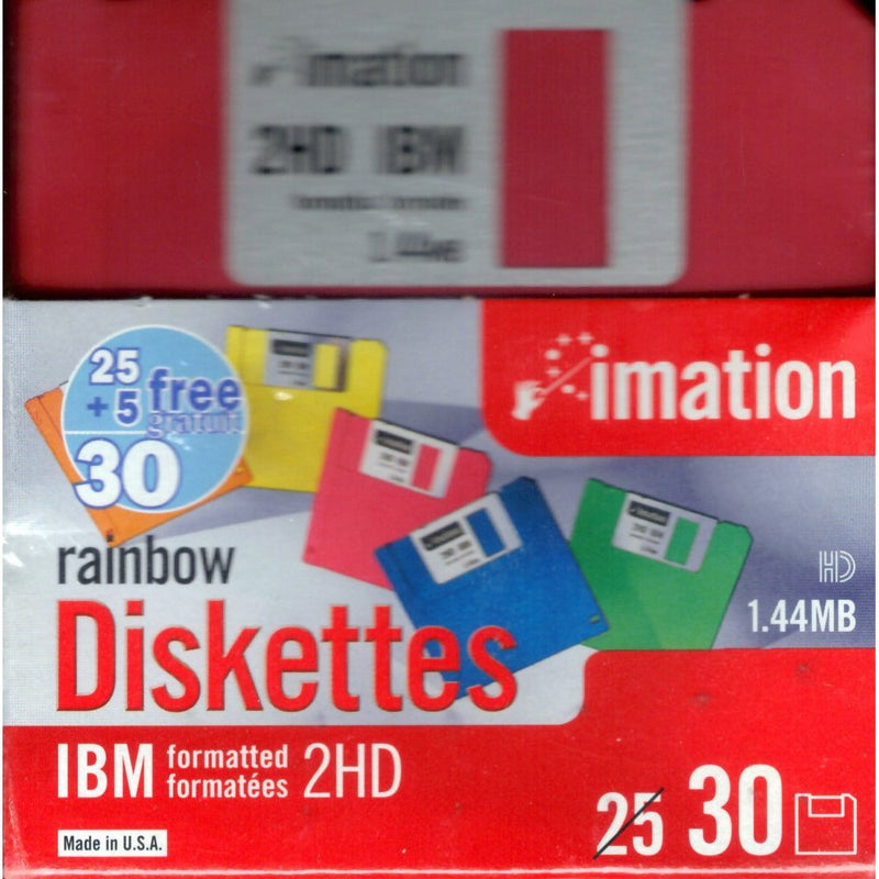 Imation 3 1/2" Bulk Diskettes, IBM(R) Format, DS/HD, Rainbow, Box Of 30