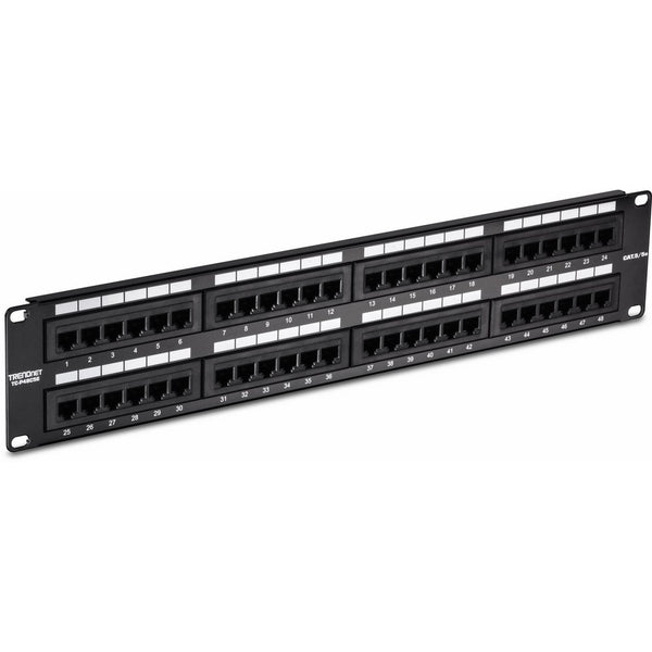 TRENDnet 48-Port Cat5/5e Unshielded Wallmount or Rackmount Patch Panel, Backwards Compatible with CAT 3/4/5 Cabling, TC-P48C5E