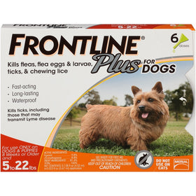 Frontline Plus for Dogs Small Dog (5-22 pounds) Flea and Tick Treatment, 6 Doses