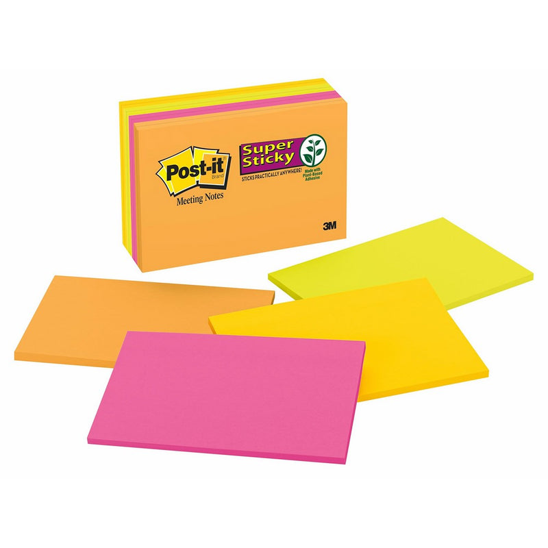 Post-it Super Sticky Notes, 6 in x 4 in, Rio de Janeiro Collection, 8 Pads/Pack, 45 Sheets/Pad (6445-SSP)