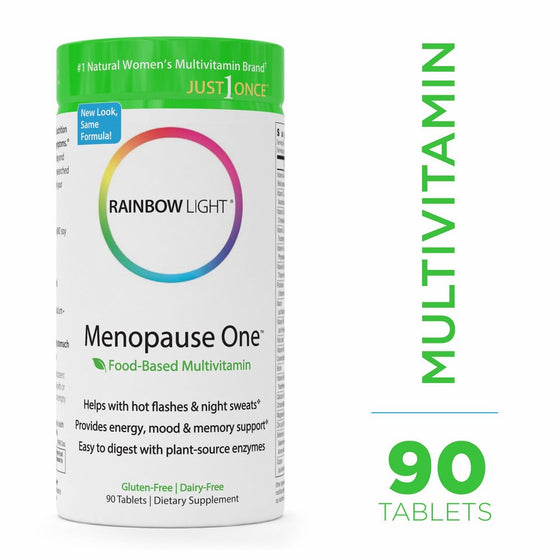 Rainbow Light - Menopause One Food-Based Multivitamin - Vitamin, Mineral, Antioxidant, and Plant-source Enzyme Supplement; Supports Menopause Relief, Daily Nutrition, and Energy in Women - 90 Tablets