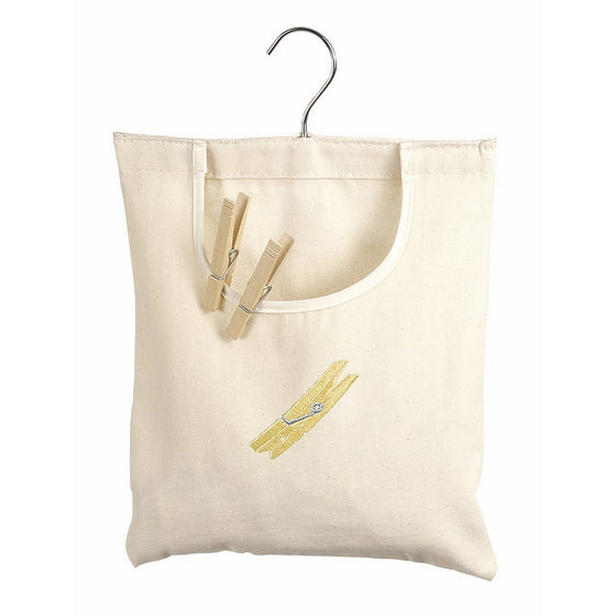 Whitmor Canvas Clothespin Bag Hanging Storage Organizer