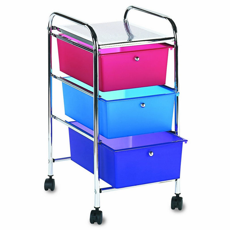 ADVANTUS 3-Drawer Rolling File Organizer Cart, 27 x 15.5 x 13 Inches, Multi-Colored (34081)