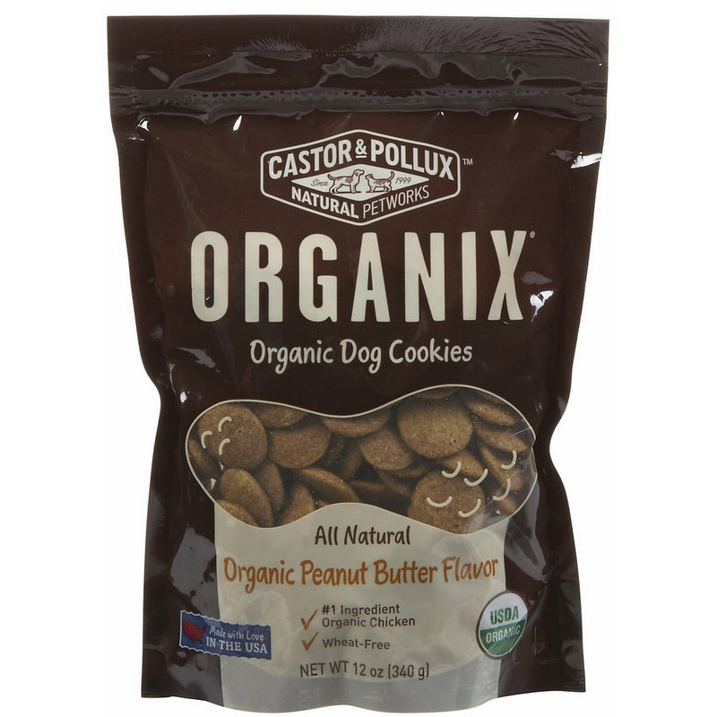 Castor & Pollux Organix Dog Cookies Peanut Butter, 12 oz