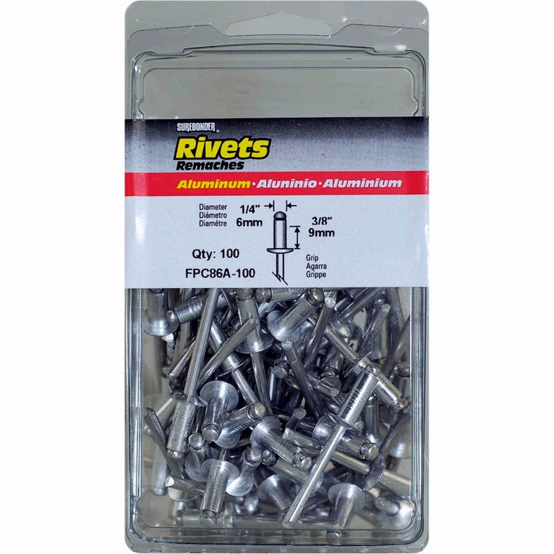 Surebonder FPC86A-100 1/4-inch Aluminum Medium Rivets (100 per box)