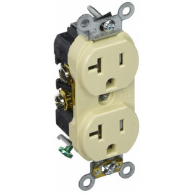 Leviton TBR20-I 20-Amp 125-Volt NEMA 5-20R, 2P, 3W, Tamper-Resistant, Duplex Receptacle, Ivory