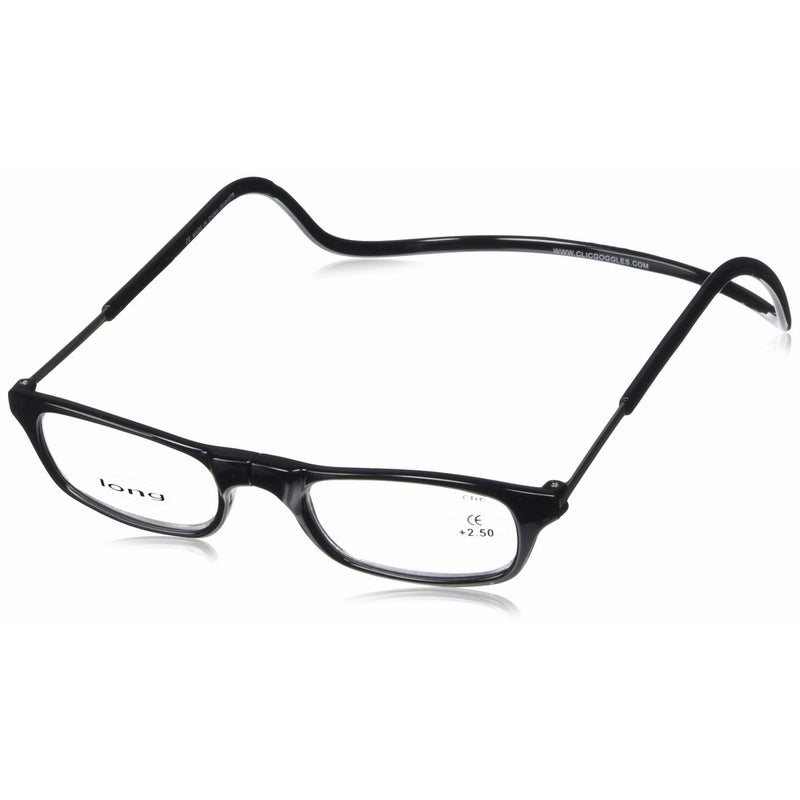 CliC Long Adjustable Front Connect Ready Reader, Black Long, 2.50 Strength