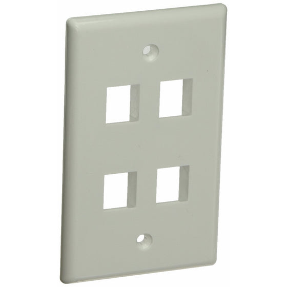 Monoprice 106731 Wall Plate for Keystone 4 Hole, White