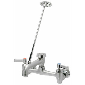 Zurn Z843M1-RC Chrome-Plated Cast Brass Sink Faucet with 6" Vacuum Breaker Spout, Lever Handles, Pail Hook, 3/4" Hose End and Brace, 8"