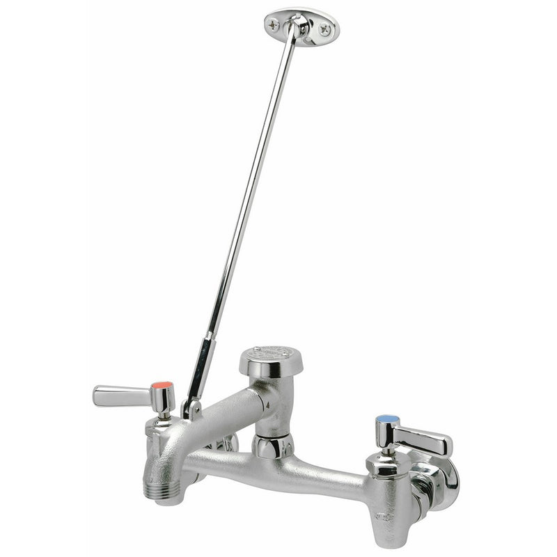 Zurn Z843M1-RC Chrome-Plated Cast Brass Sink Faucet with 6" Vacuum Breaker Spout, Lever Handles, Pail Hook, 3/4" Hose End and Brace, 8"