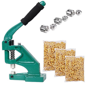 Yescom 3 Die (#0#2#4) Hand Press Grommet Machine and 900 Pcs Golden Grommets Eyelet Tool Kit