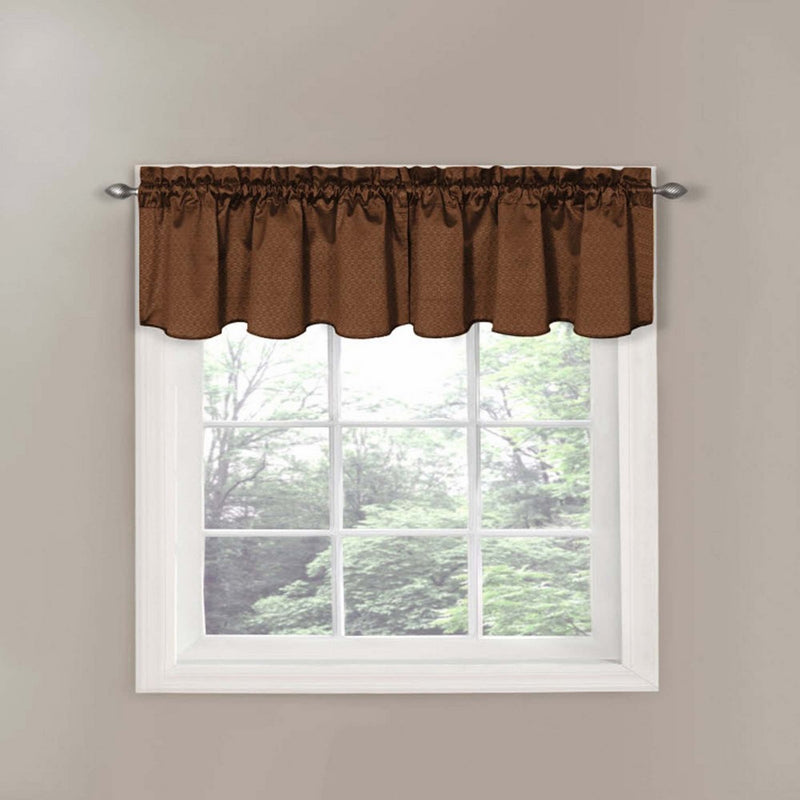 Eclipse Canova 42-Inch by 21-Inch Thermaback Blackout Scallop Valance, Chocolate