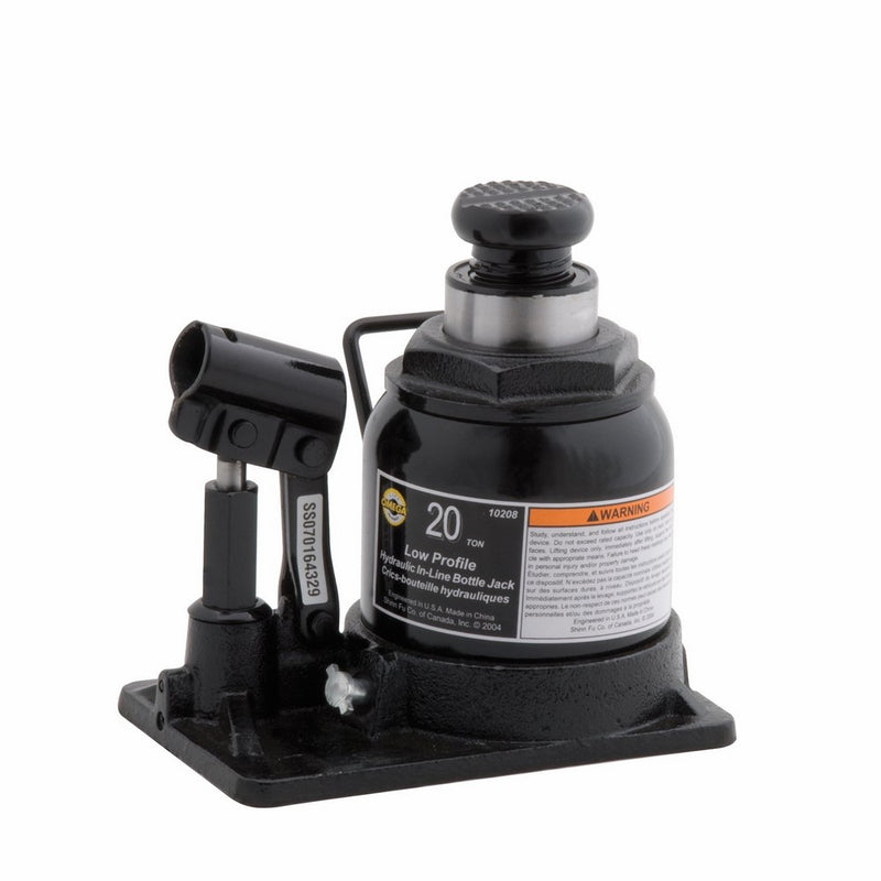 Omega 10208 Black Shorty Hydraulic In-Line Bottle Jack - 20 Ton Capacity