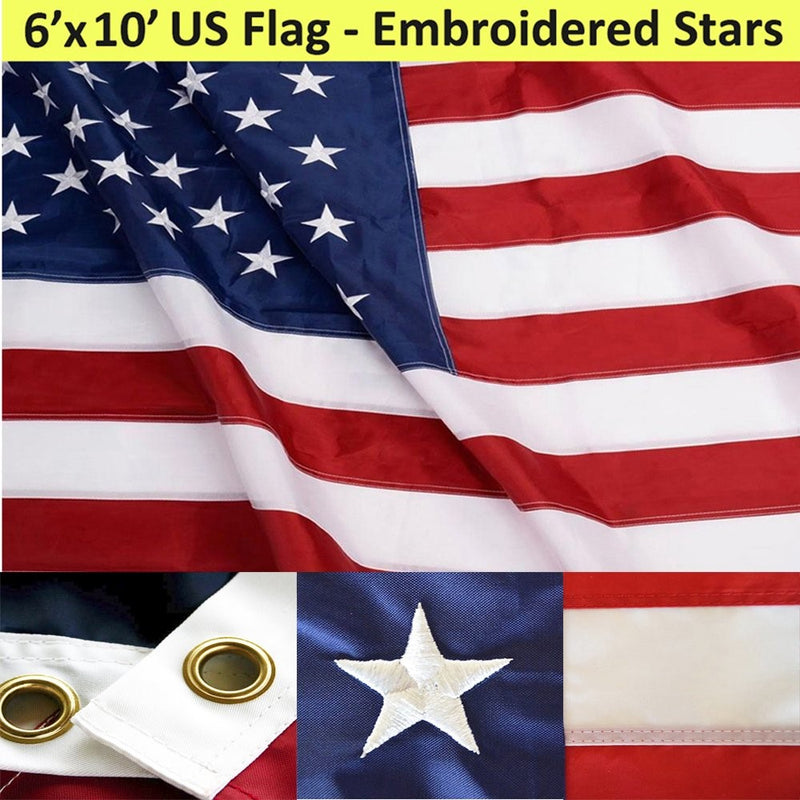 6ft x 10ft Superstream Sewn Nylon American Flag