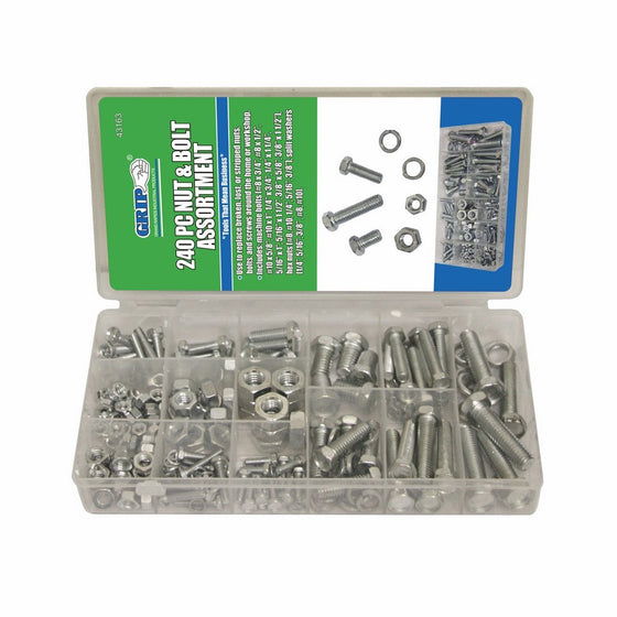 Grip Nut & Bolt Assortment-Sae, 240 Piece