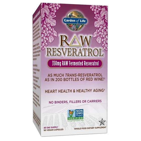 Garden of Life Heart Resveratrol Supplement - Raw Whole Food Antioxidant Formula for Heart Health, 60 Capsules