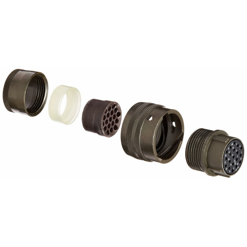 Amphenol Industrial PT06E-14-19S Circular Connector Socket, Environmental Resisting, Bayonet Coupling, Solder Termination, Straight Plug, 14-19 Insert Arrangement, 14 Shell Size, 19 Contacts