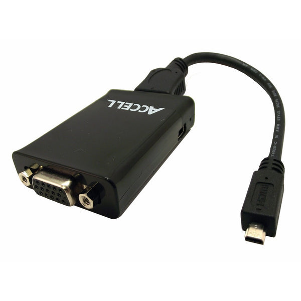 Accell Micro HDMI (HDMI-D Male) to VGA (Female) Adapter - Resolutions up to 1920x1200 (WUXGA) 60Hz