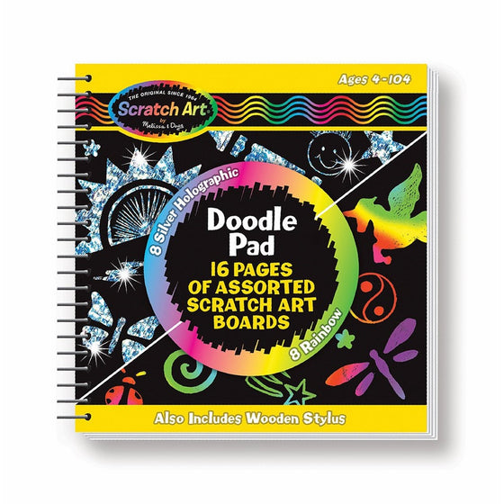 Melissa & Doug Scratch Art Doodle Pad With 16 Scratch-Art Boards and Wooden Stylus