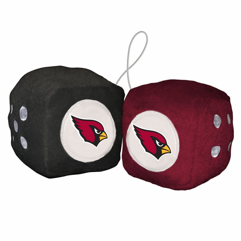 NFL Arizona Cardinals Fuzzy Dice,one red, one black w/ logo,3"