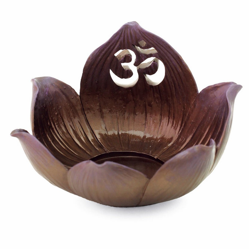 Lotus Candle Holder Om Symbol Top Incense Burner and Votive T-light Candle Holder Pedestal