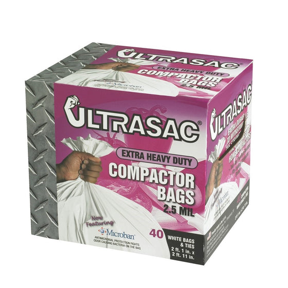 Ultrasac Extra Heavy Duty Professional Quality Compactor Trash Bag with Antimicrobial Odor Control, 40 count