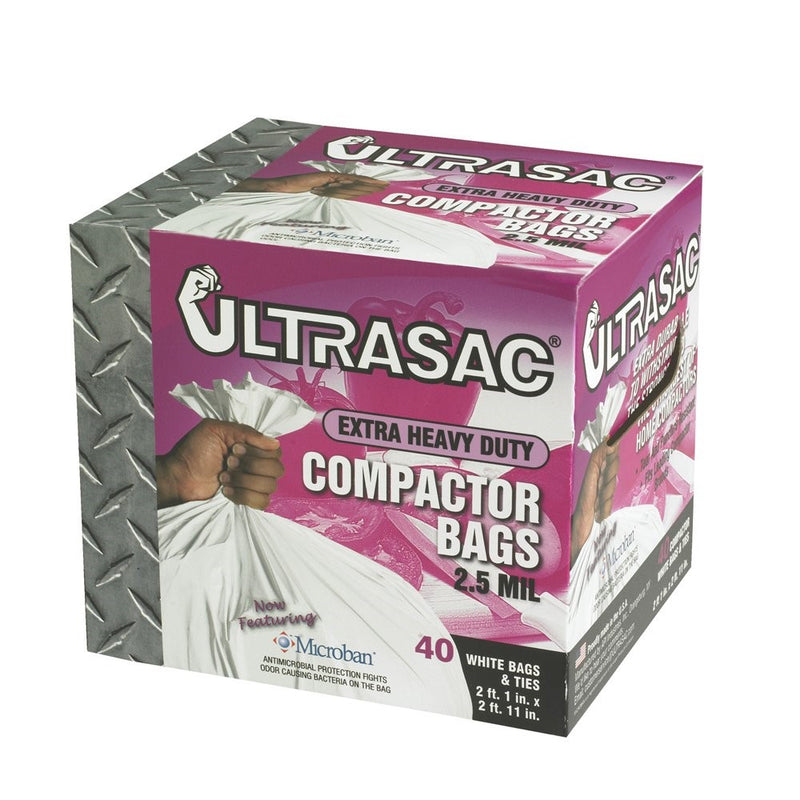 Ultrasac Extra Heavy Duty Professional Quality Compactor Trash Bag with Antimicrobial Odor Control, 40 count