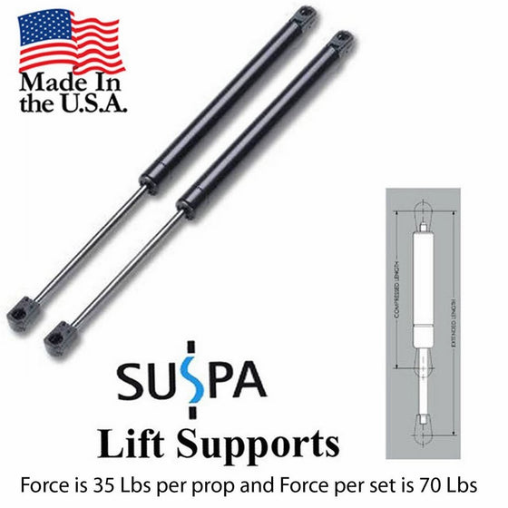 SUSPA Spring Strut Prop Shock C16-02648 - 17" Struts - One Pair - Force 35lb Per Strut - 70lbs Per Pair - Made in USA