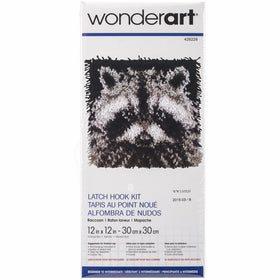 WonderArt Raccoon Latch Hook Kit, 12" X 12"