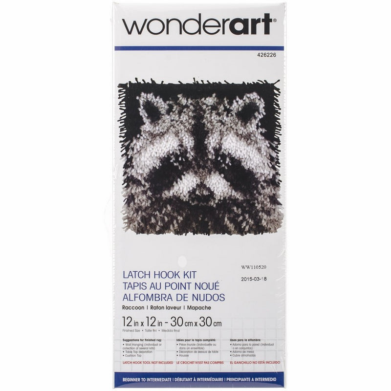 WonderArt Raccoon Latch Hook Kit, 12" X 12"