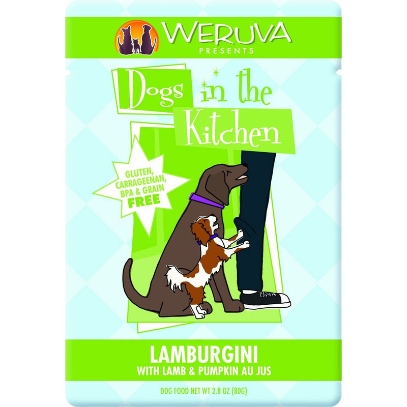Weruva Dogs in the Kitchen, Lamburgini with Lamb & Pumpkin Au Jus Dog Food, 2.8oz Pouch (Pack of 12)