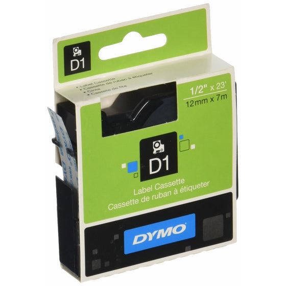 DYMO Standard D1 45010 Labeling Tape (Black Print on Clear Tape, 1/2'' W x 23' L, 1 Cartridge)