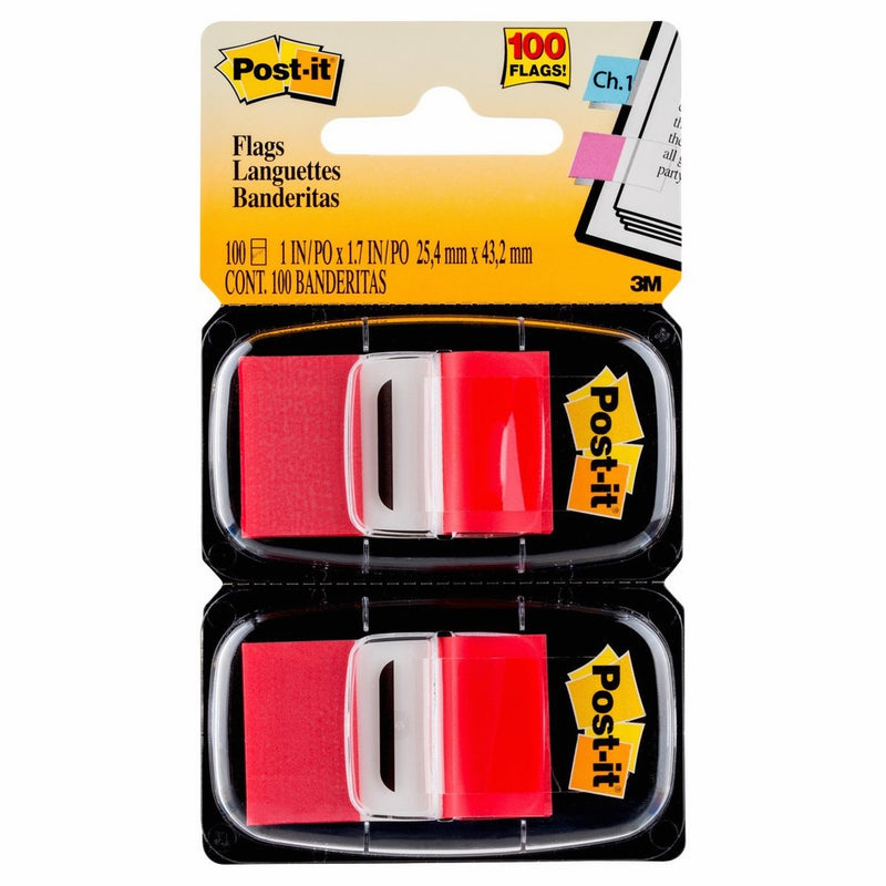 Post-it Standard Page Flags in Dispenser1in Wide, Red 100 Flags, 680-RD2