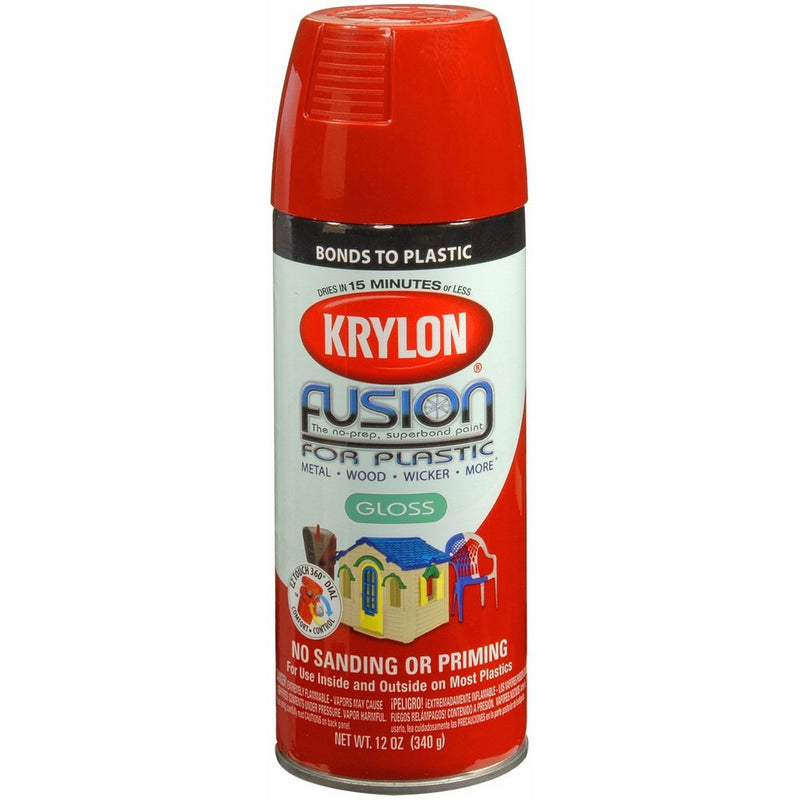Krylon K02328001 K02328000 Fusion For Plastic Aerosol Spray Paint, 12-Ounce, Red Pepper